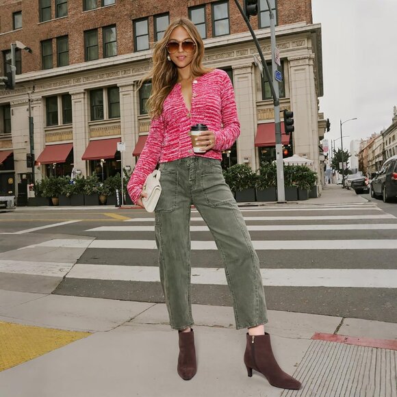 Women Chocolate Square Toe Kitten Faux Suede Short Low Heel Dressy Ankle Booties - Picture 5 of 6